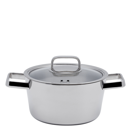 Faitout Merkur Luxus avec couvercle en verre 4,9 l Platinum Lunasol