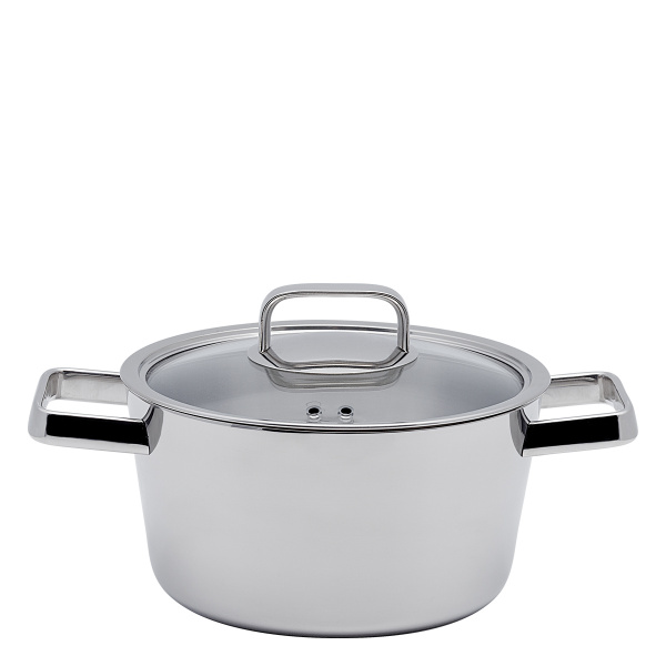 Faitout Merkur Luxus avec couvercle en verre 4,9 l Platinum Lunasol