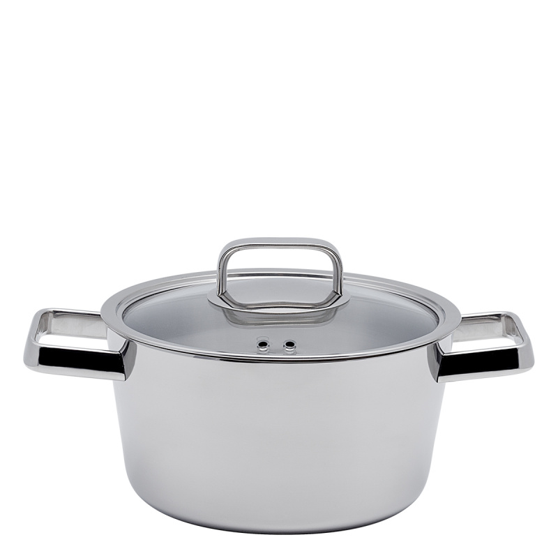 Faitout Merkur Luxus avec couvercle en verre 4,9 l Platinum Lunasol