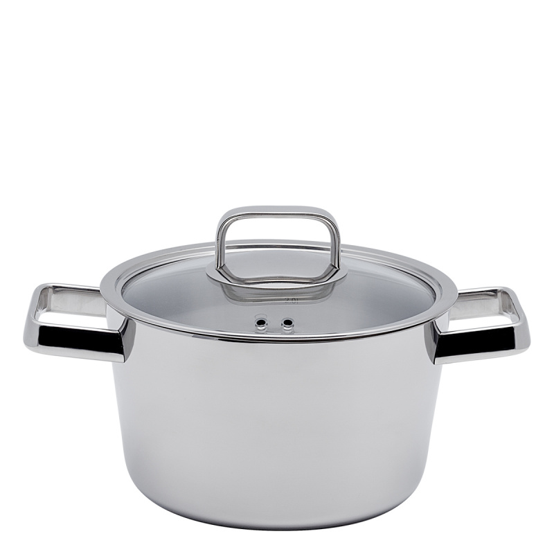 Faitout Merkur Luxus avec couvercle en verre 3,2 l Platinum Lunasol