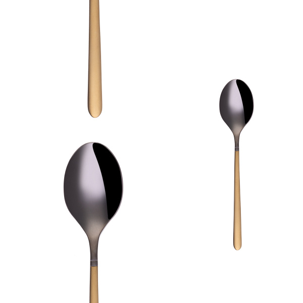 Set de 4 cuillères à café - Porto PVD titane foncé / or sablé