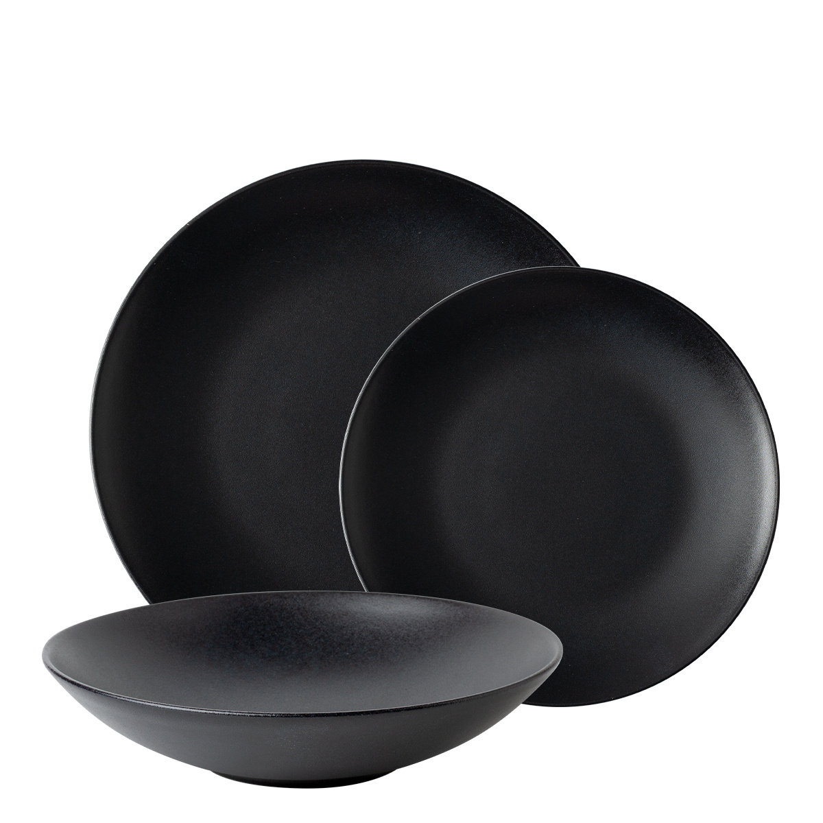 Set d'assiettes 12 pcs - BASIC Lunasol noir mat
