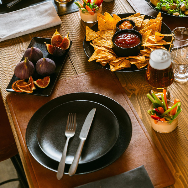 Set d'assiettes 12 pcs - BASIC Lunasol noir mat