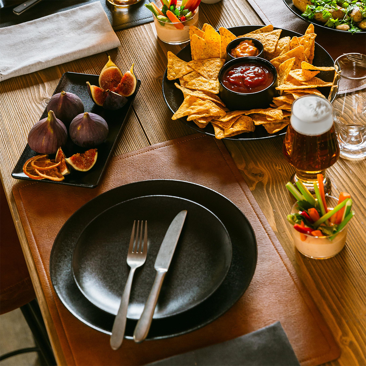 Set d'assiettes 12 pcs - BASIC Lunasol noir mat