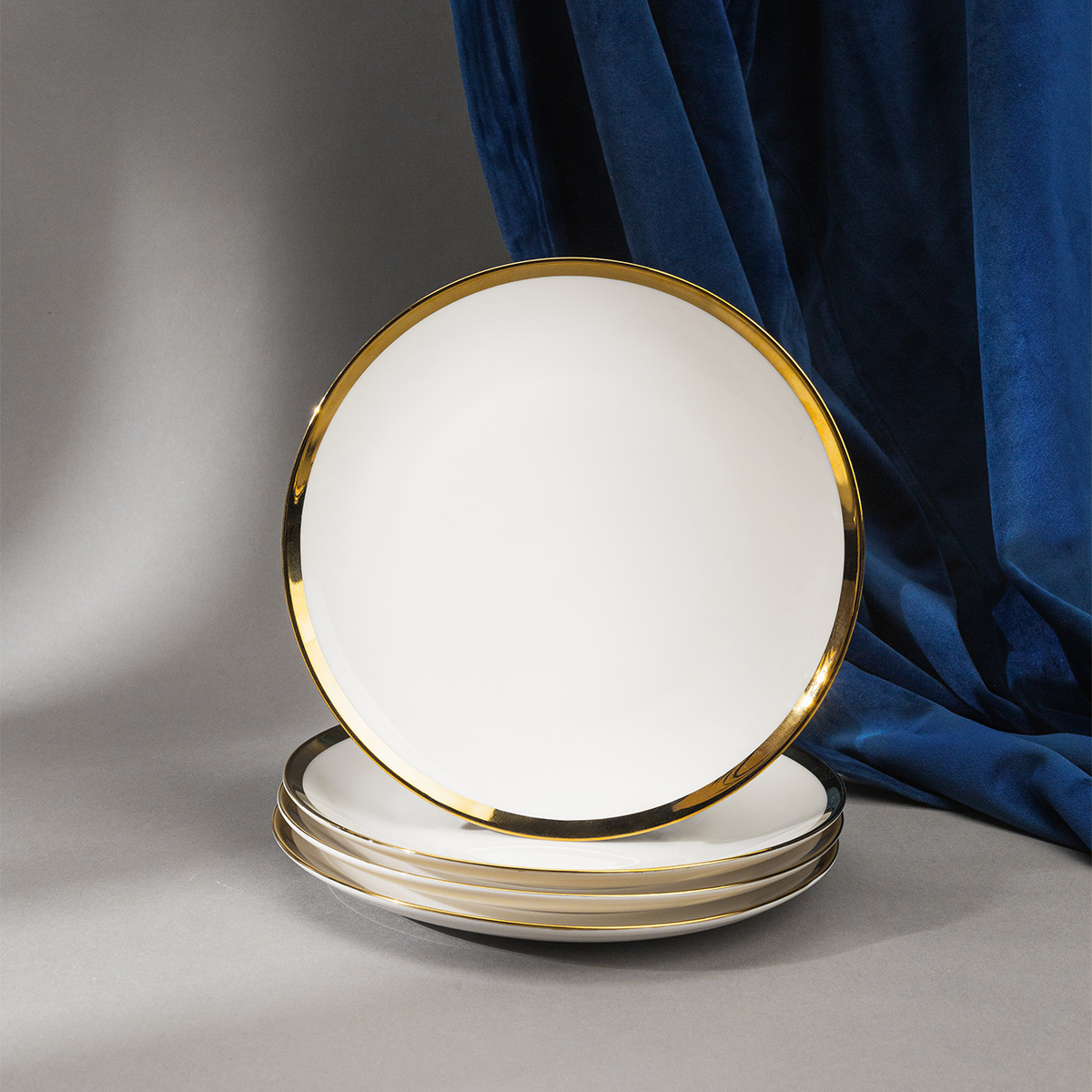 Assiette à dessert Coupe 20,5 cm, ensemble de 4 - FLOW Lunasol avec bordure dorée