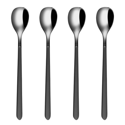Set de 4 cuillères à limonade - Porto PVD titane foncé / noir sablé