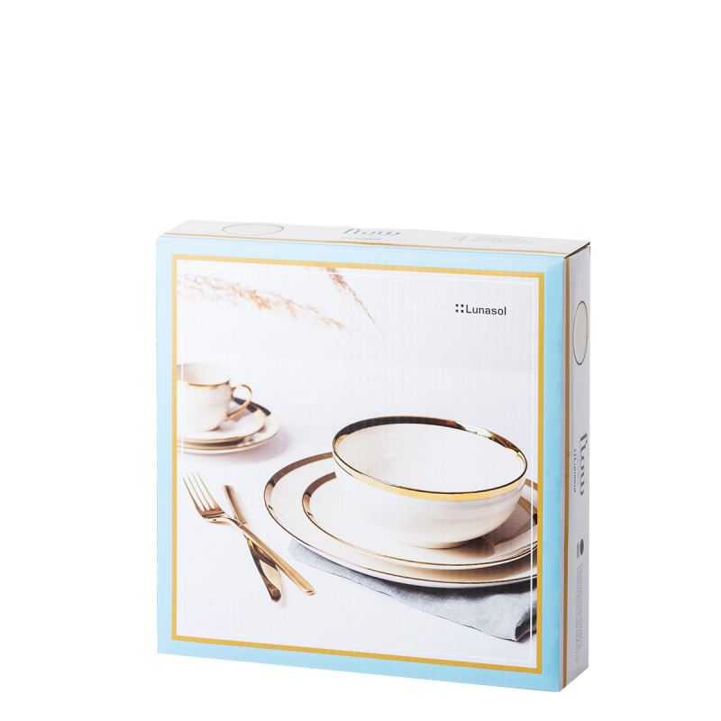 Assiette à dessert Coupe 20,5 cm, ensemble de 4 - FLOW Lunasol avec bordure dorée