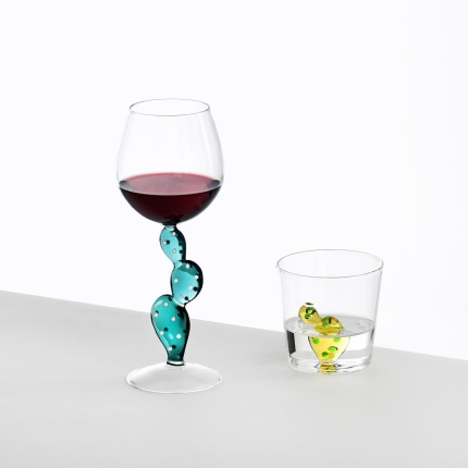 Verre à vin cactus turquoise