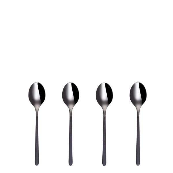 Set de 4 cuillères à moka - Porto PVD titane foncé / noir sablé