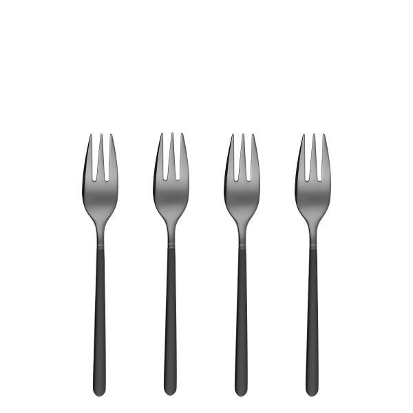 Set de 4 fourchettes à dessert - Porto PVD titane foncé / noir sablé