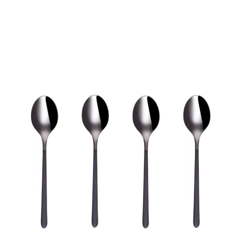 Set de 4 cuillères à café - Porto PVD titane foncé / noir sablé