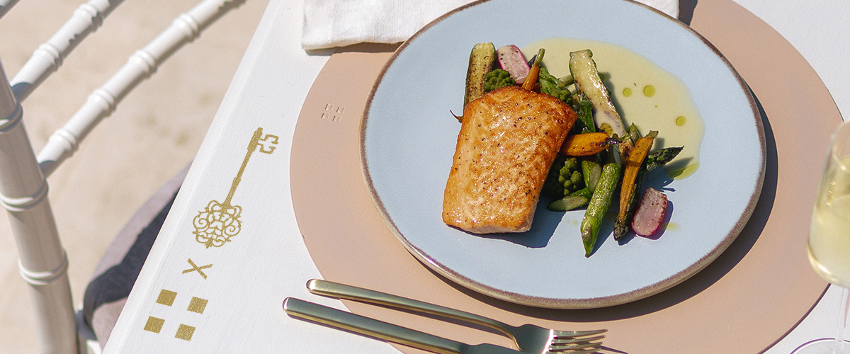 Saumon tendre aux légumes grillés 