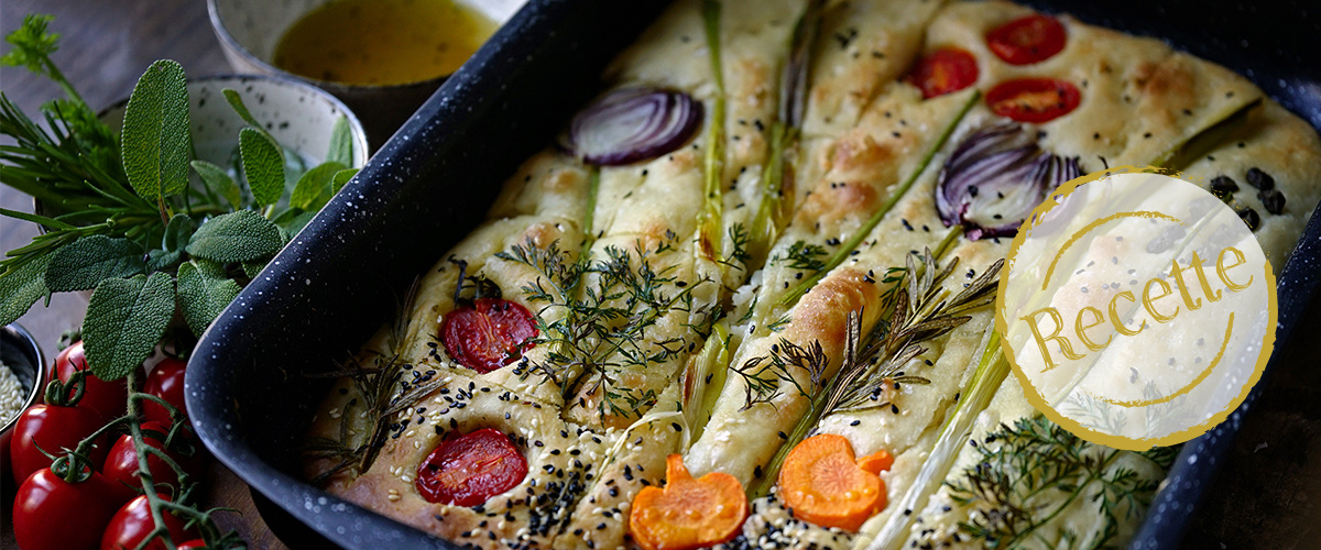 Focaccia italienne décorée